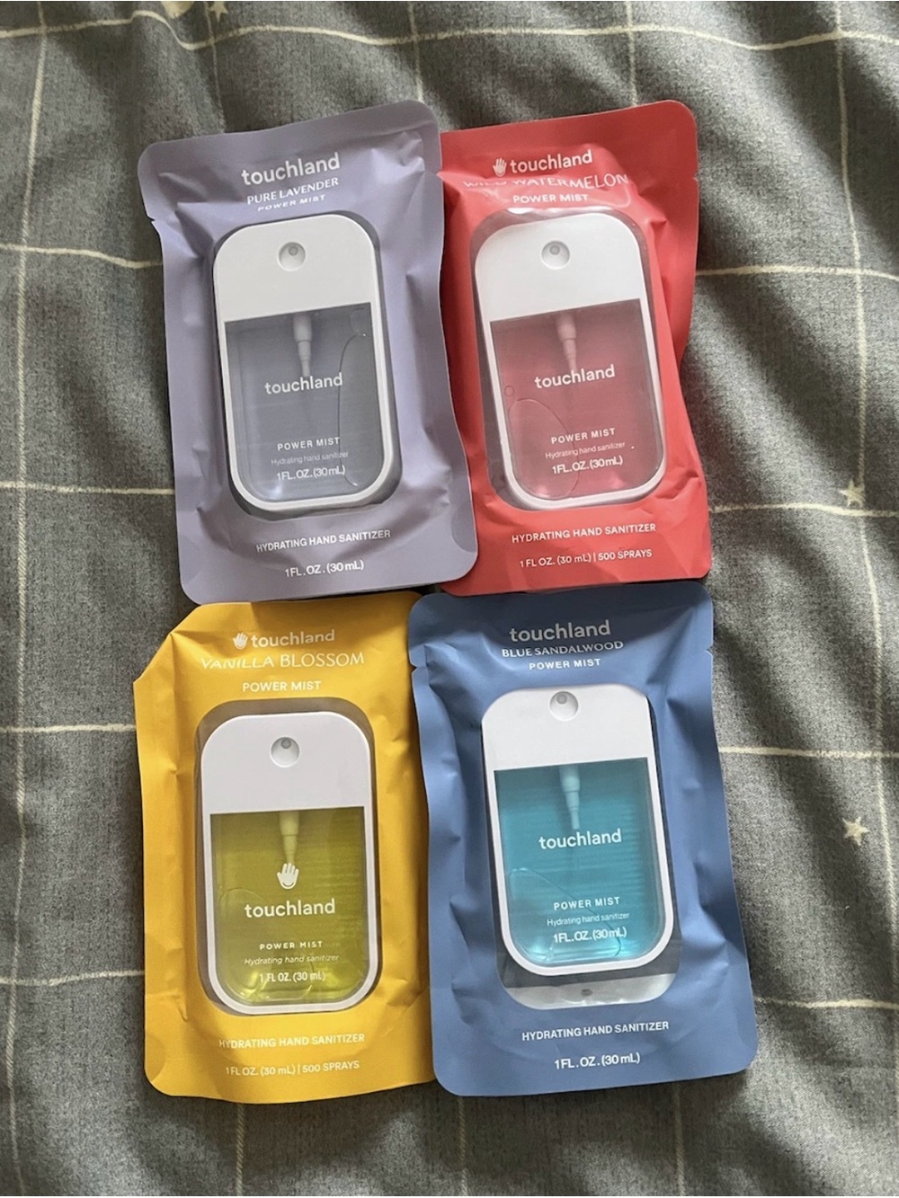4 pack Touchland Power Mist Hydrating Hand Sanitizer 30ml/ 1 fl oz Each
